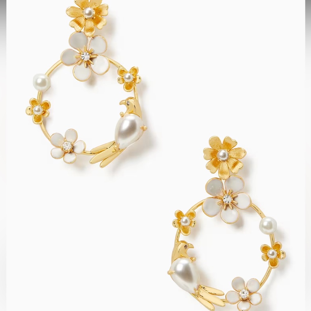 New Kate Spade Spring Scene Flower Hoop Earrings